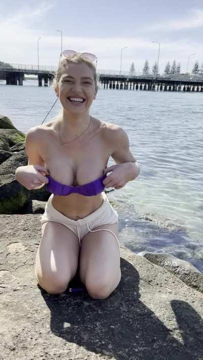 Tits Flash on Beach