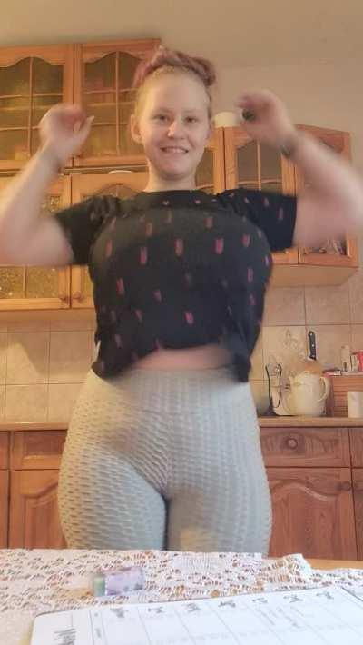 Homemade simple made in the kitchen Simply My huge and bouncy boobs bounce Heh Enjoy