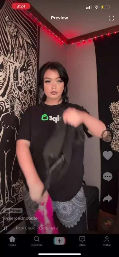 Goth slut transitions into sexy lingerie